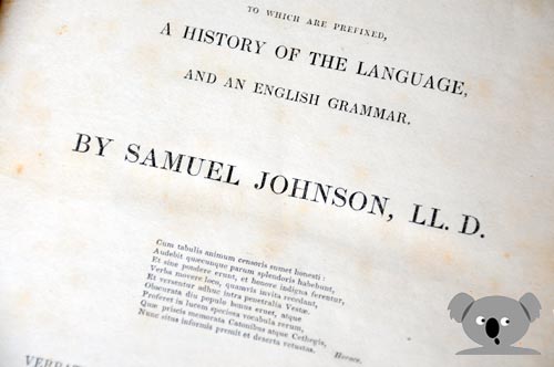 Title page Samuel Johnson's A history of the language and an English grammar
